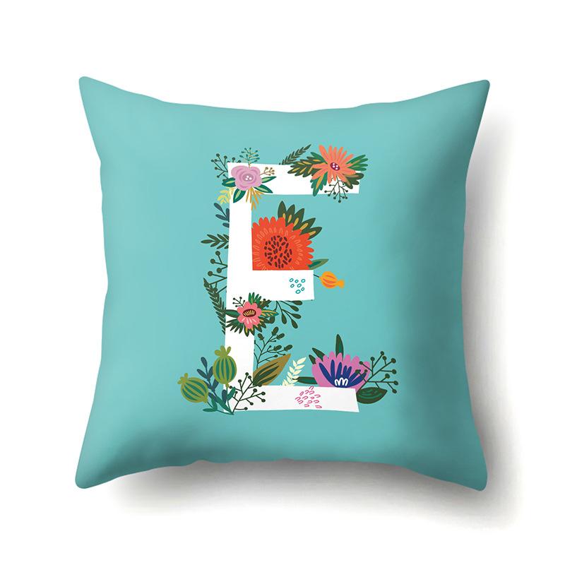 Polyester Pillowcase Flowers Fresh Home Decoration Print Pillowcase 26 English Letter Cushion Cover
