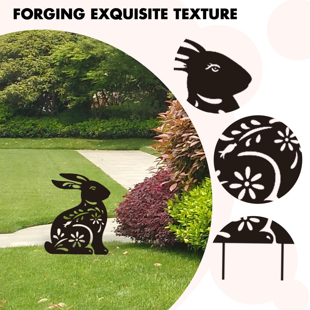 Easter Decor Black Rabbit Silhouette Stake Standing Rabbit Decorative Garden Stake Honey Jar for Flowerbeds Planters Patios Lawn