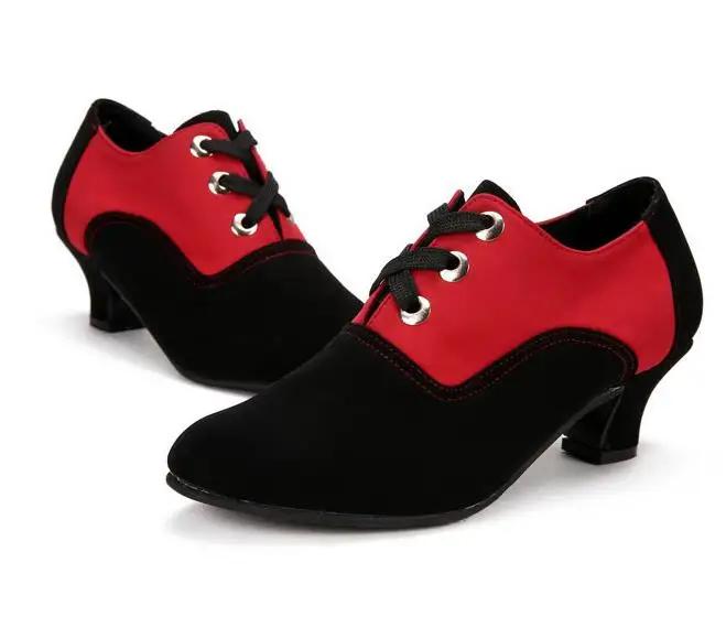  Woman Ballroom Velvet Dance Shoes for Women Performance Dancing Shoe Lace Up Tango Ballet Shoes Practice Latin Shoes