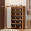 1pc Shoe Cabinet + Curtain Combo Set, Shoe Cabinet, Multi-Purpose Shoe Cabinet Shelf Storage Rack, Bamboo Material Is Strong and Durable
