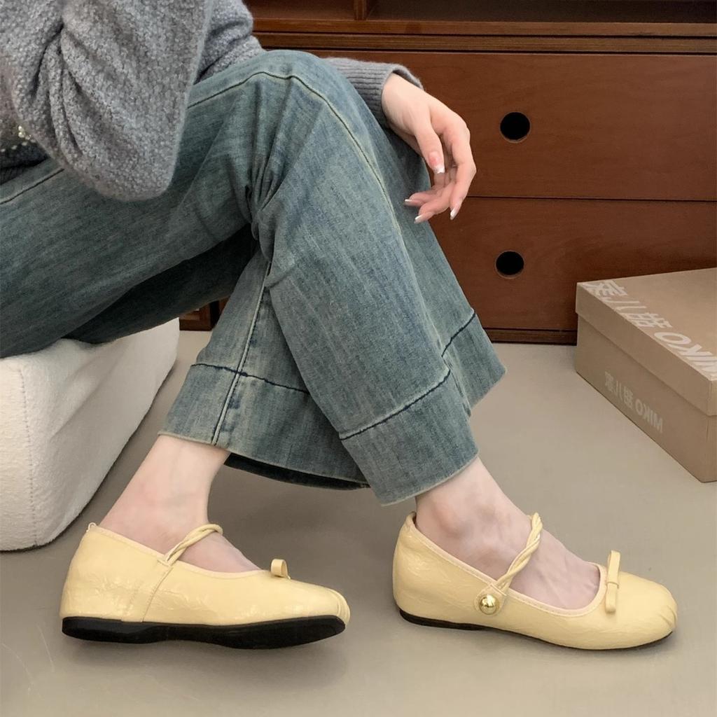 Inner height increase silver light mouth single shoes women's 2025 new Korean version with skirt gentle fairy thick-soled Mary Jane shoes