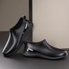 Men's Warm Lined Waterproof Low-Top Rain Boots - Anti-Slip Rubber Shoes for Fishing, Outdoor, Kitchen, or Work