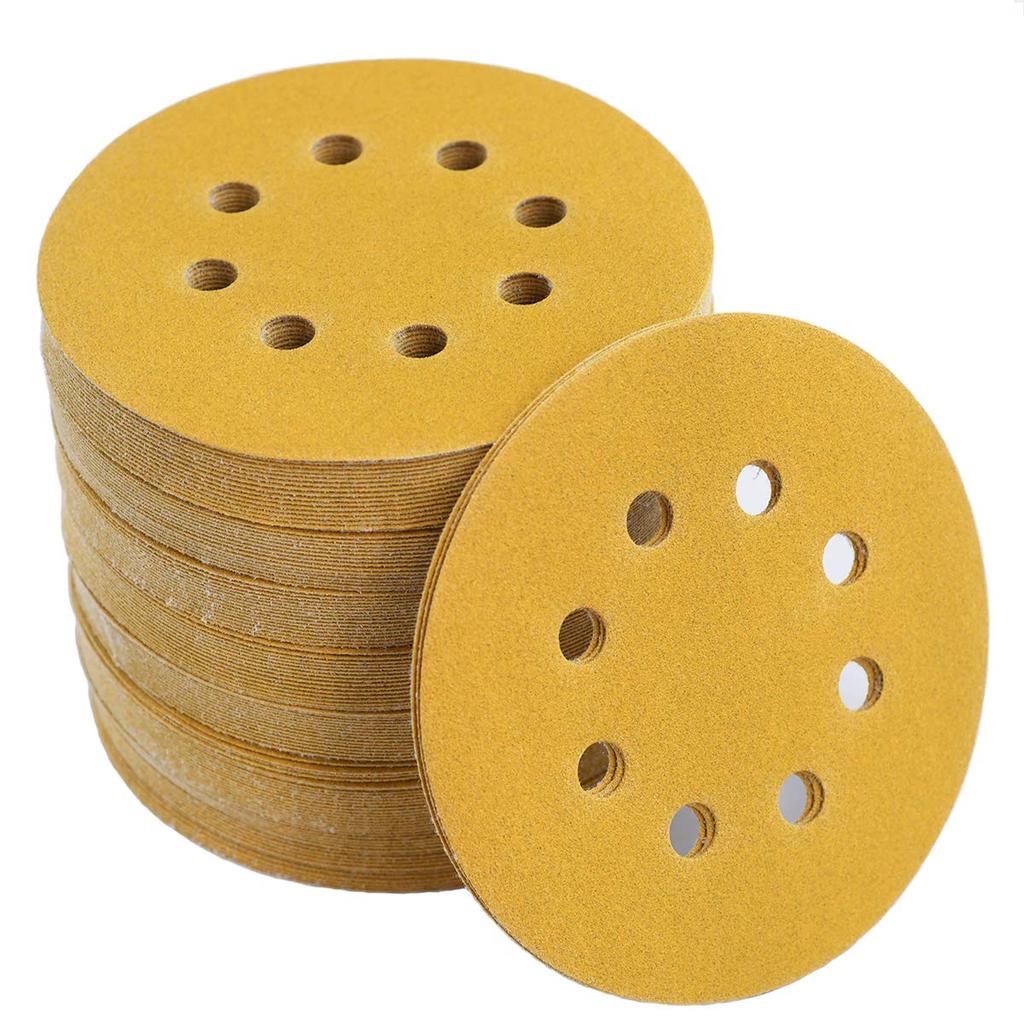 100PCS 5-Inch 8-Hole Hook and Loop Sanding Discs 120-Grit Random Orbit Sandpaper, 100-Pack