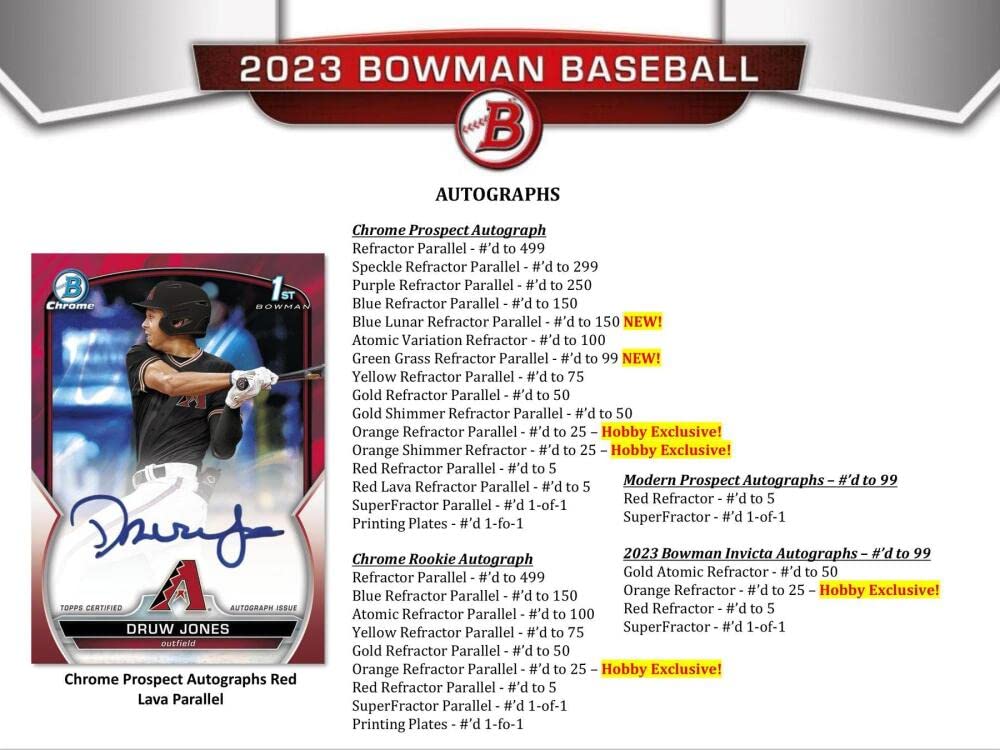2023 Topps Bowman Baseball - Hobby Bowman Baseball Hobby Box