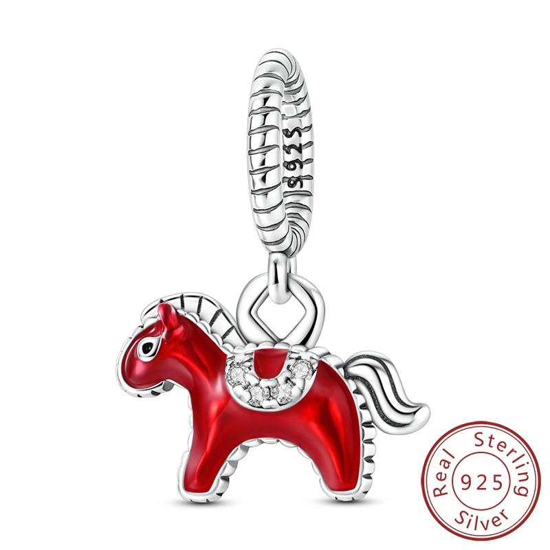 

Charm Copper Red Horse Pendant Fit Original Bracelet Making For Woman Jewelry
