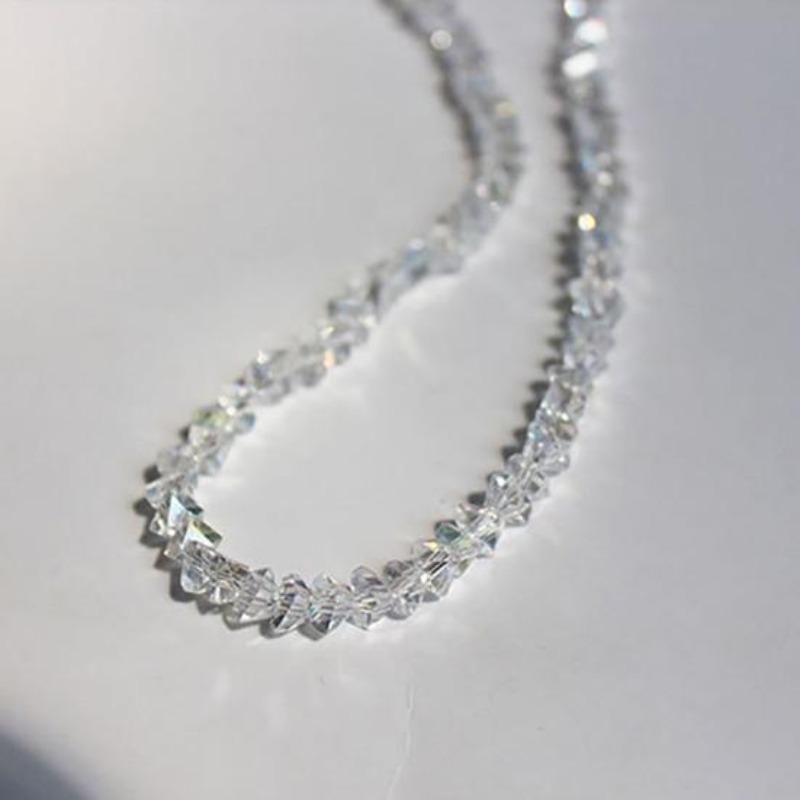 Women Necklace Multi-faceted Crystal Glass Adjustable Extended Length Neck Jewelry Lady Choker Necklace