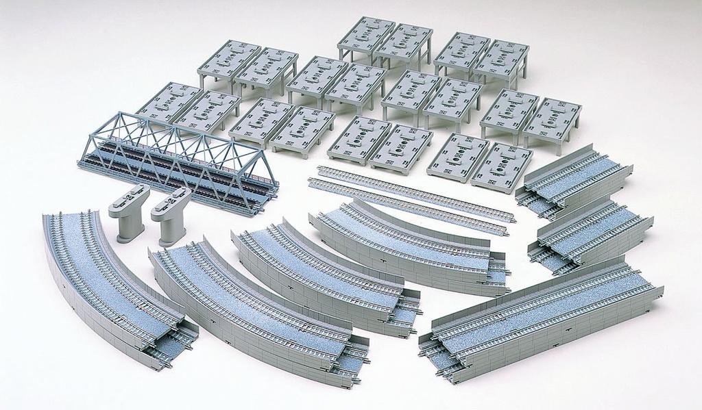 TOMYTEC TOMIX N Gauge Rail Elevated Overpass HC Pattern Model Train Supplies Set, Double-Track Set, 91074,