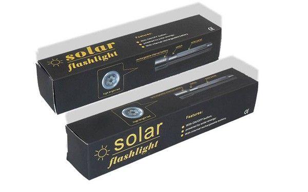 Solar LED Flashlight Torch In Aluminum Alloy - Lighting Distance 200 M