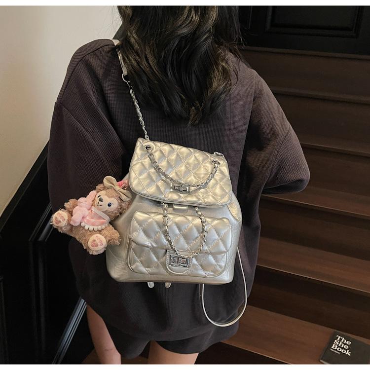 Schoolbag Diamond Embroidery Thread Women's Backpack 1011 New Versatile Chain Backpack Exquisite Super Fire Small Schoolbag Travel Bag
