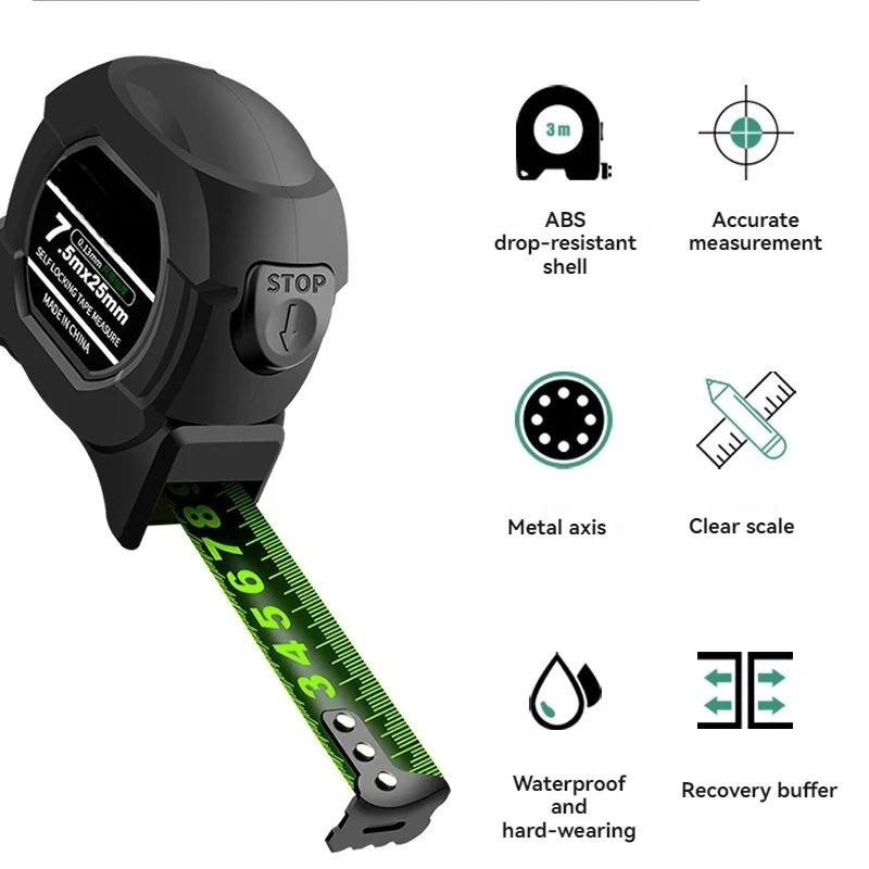 5/7.5/10M Metric Measuring Tape Self Locking Fluorescent Steel Tape Measure High Precision Wear-resistant Ruler Measuring Tools