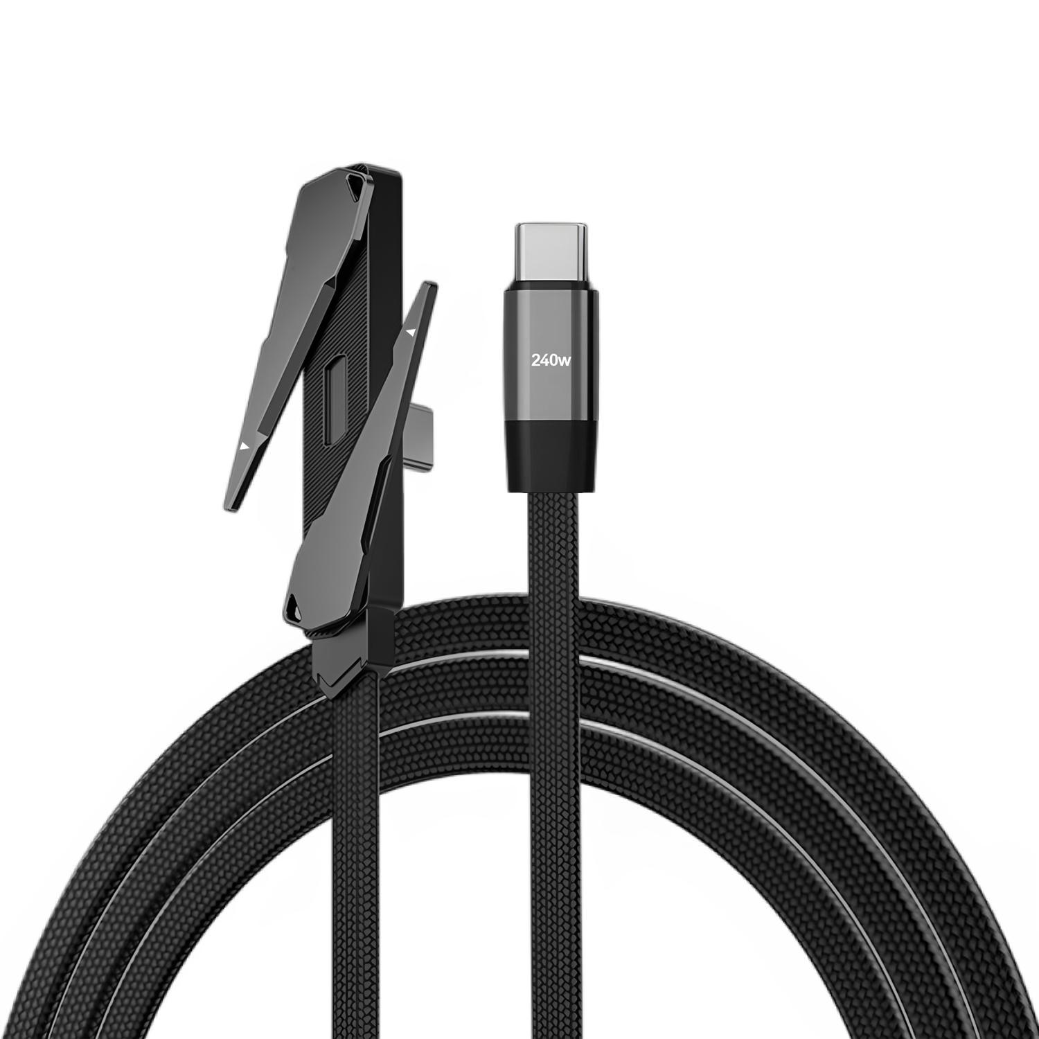 

PD USB C to USB C Fast Charging Cable with Foldable Desktop Holder For iPhone 17/16, Samsung, Android Devices чёрный