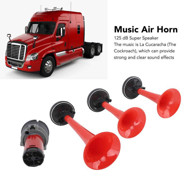 Music Air Horn 3 Trumpet 12V 125db Musical Sound Air Horn with Air Compressor and Hose for Truck Train Boat Car
