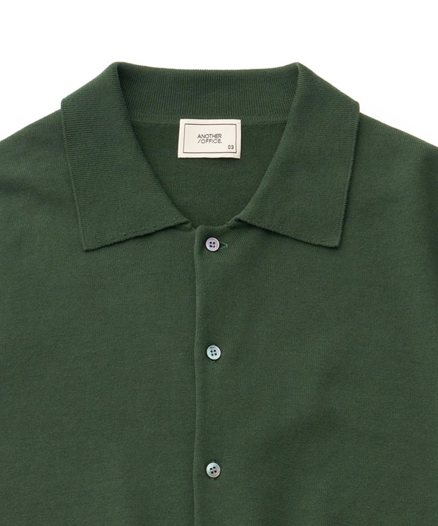 Another Office Scape Knit Polo Cardigan (Forest)