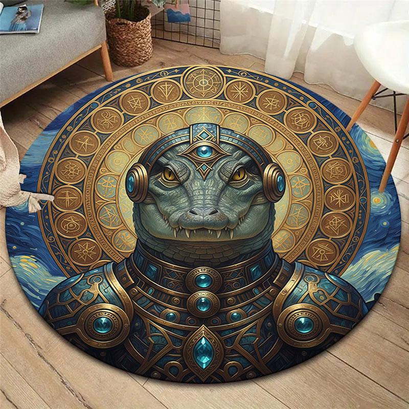 AnimalSorcerer Round Area Rug,Carpet Rug for Living Room Bedroom Sofa Playroom Decor,Non Slip Floor Mat