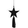 Black Star and Moon Tassel Wooden Handicraft Pendant for Home Bedroom Wall Decoration Holiday Arrangement