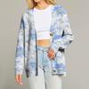Women's Fashion Long Sleeve Print V-Neck Button Loose Cardigan Top