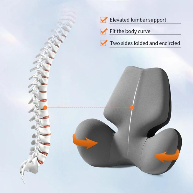 Memory Foam Car Lumbar Support Pillow Auto Neck Pillow Waist Support Removable Washable Universal Car Seat Pillow Headrest