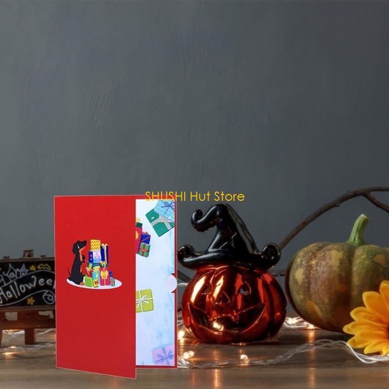 

Valentines Day Lovers Gift Card 3D Colored Dachshund Dog for Girlfriend D57B CN