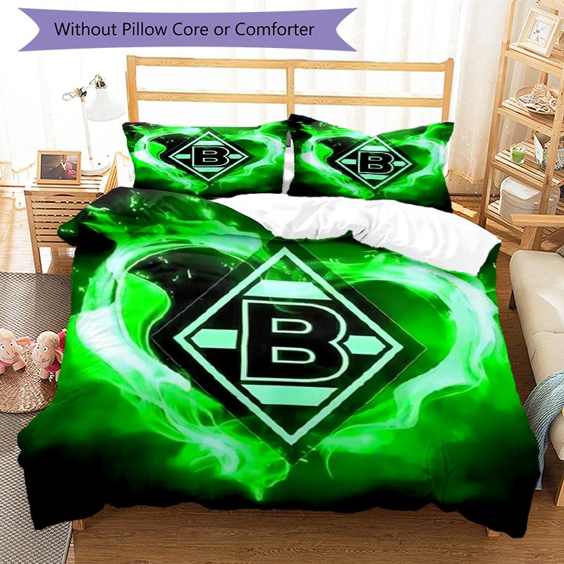 3pcs Borussia Mönchengladbach LOGO pattern bedding set duvet cover set includes duvet cover &pillowcases, perfect all season bedroom decoration & gift