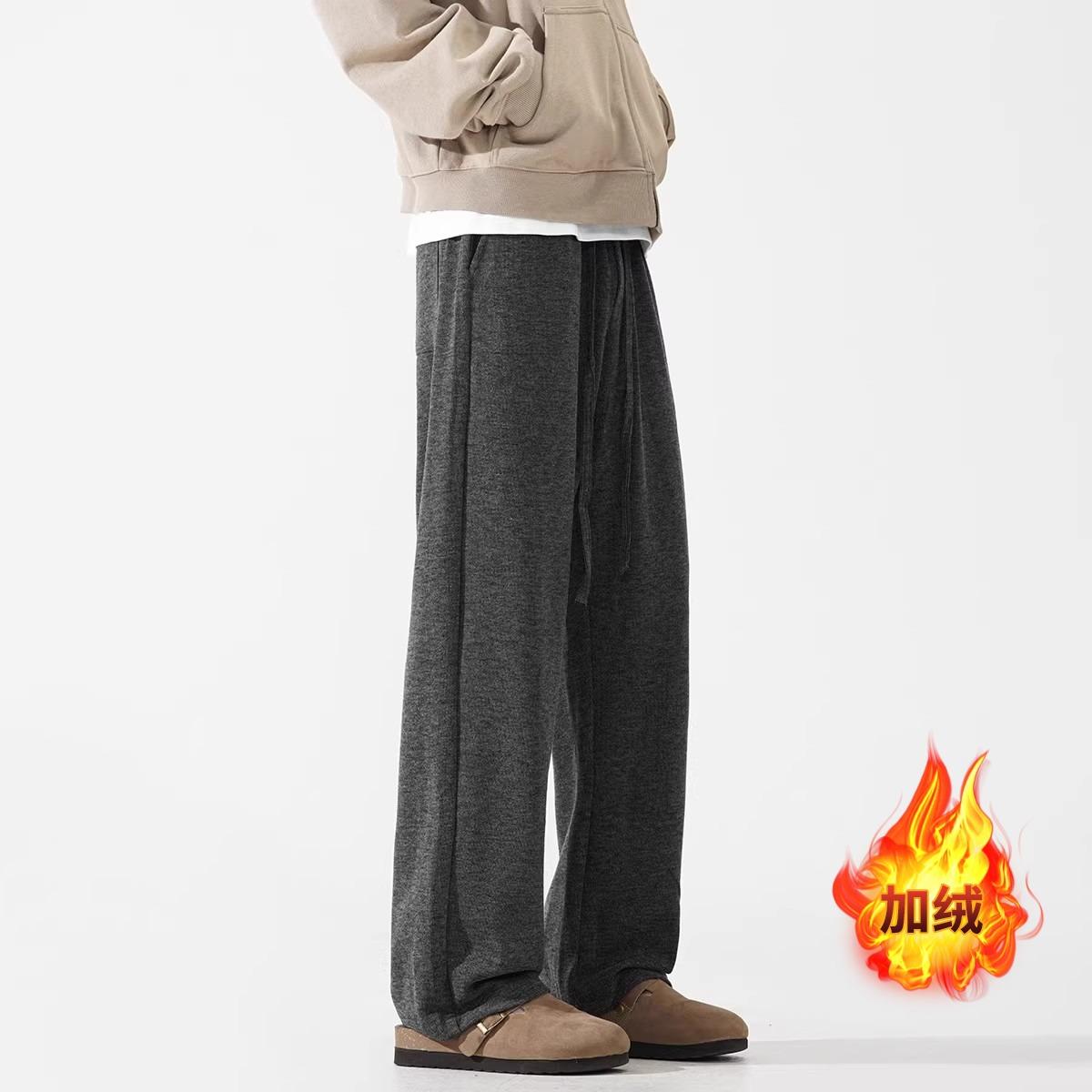 

Trendy Brand Drape Gray Glutinous Rice Pants Men s Autumn American Retro Wide-leg Trousers High Street Versatile Casual Couple Pants M