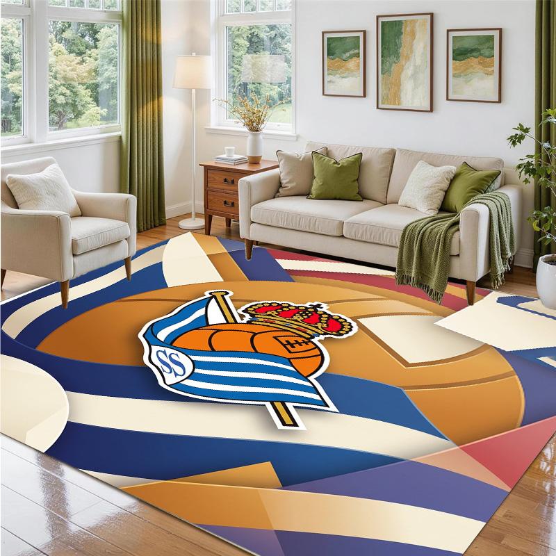 Real Sociedad FC Design Crystal Velvet Rug Soft Decorative Mat for Bedroom Entrance