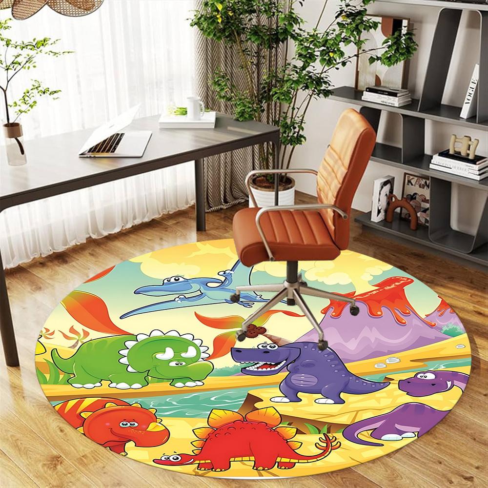 1pc dinosaur volcano Round Chair mat Area Rug - Non-Slip, Floor Mat for Office, Bedroom, and Indoor Decor c1125375