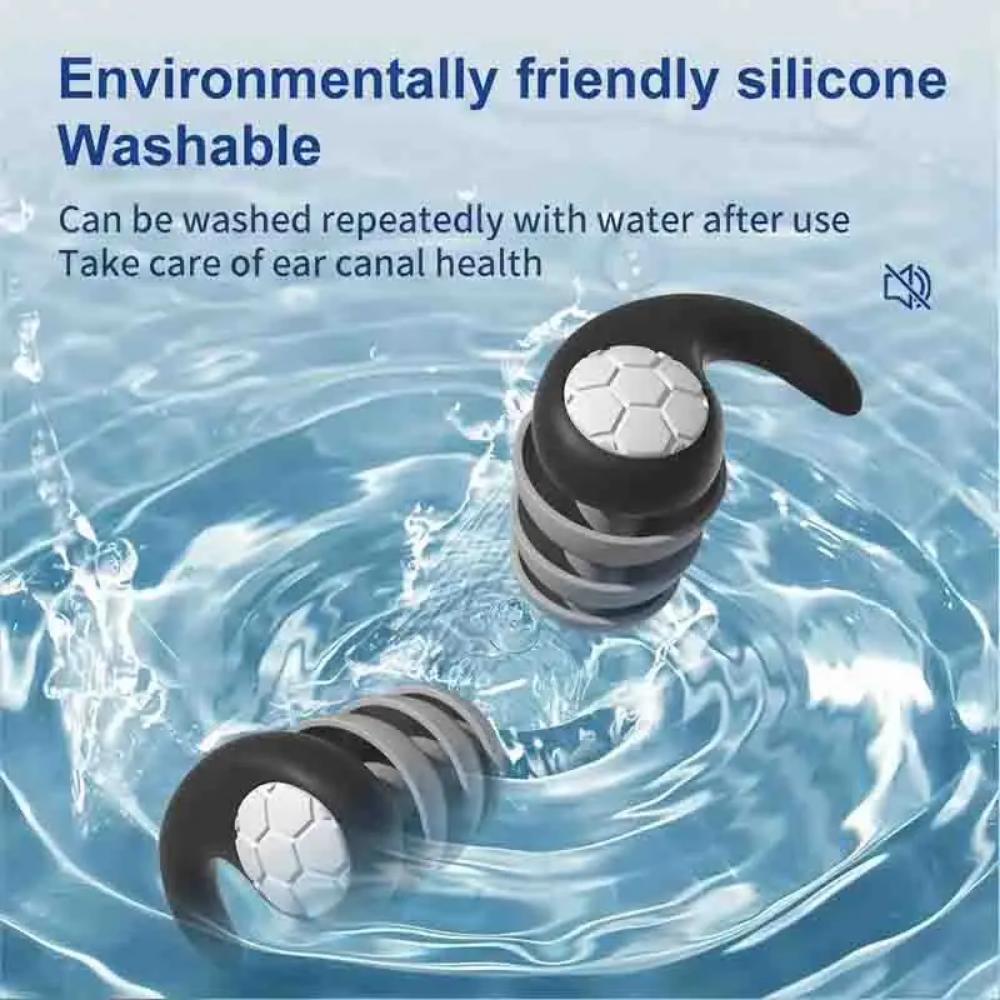 1 Pair of Soft Silicone Earplugs with Noise Cancellation, Waterproof, Comfortable To Wear, Suitable for Sleeping and Swimming