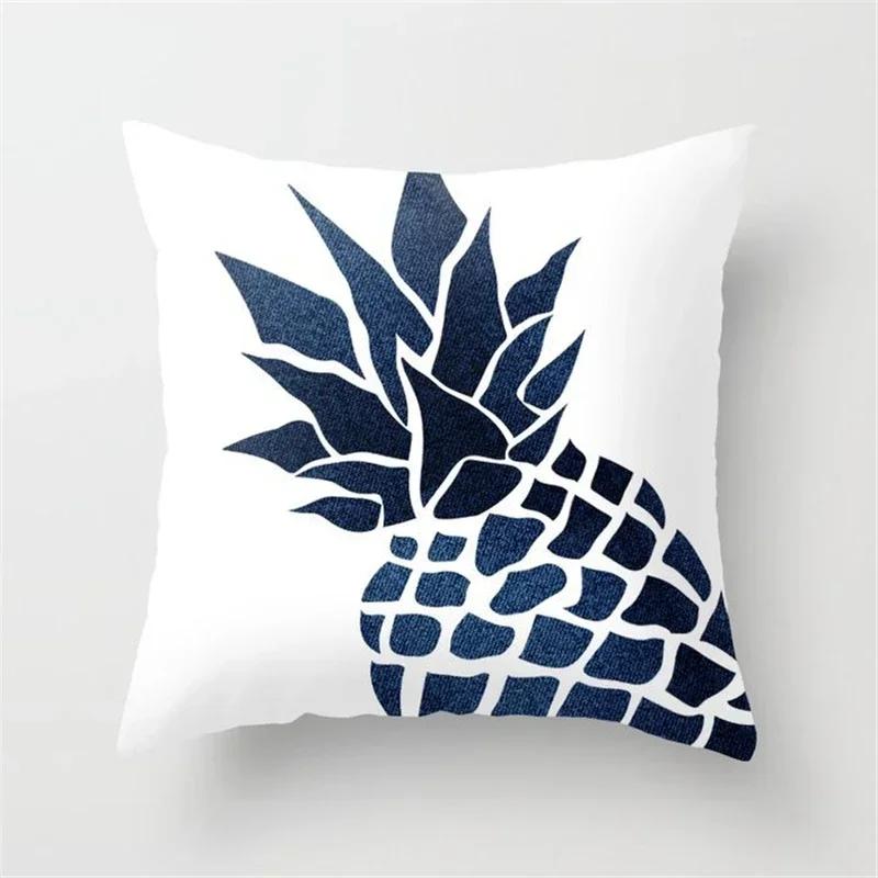 New Deep Blue Nordic Geometry Double-Sided Printed Pillow Cover Short Plush Suitable Living Rooms Bedrooms Throw Cushion Cover