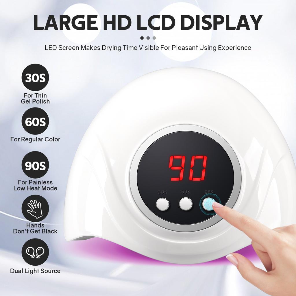 Professional 72W UV LED Nail Lamp For Fast Drying Gel Nail Polish 24LEDS Nail Drying Lamp With 3 Timers Automatic Sensor