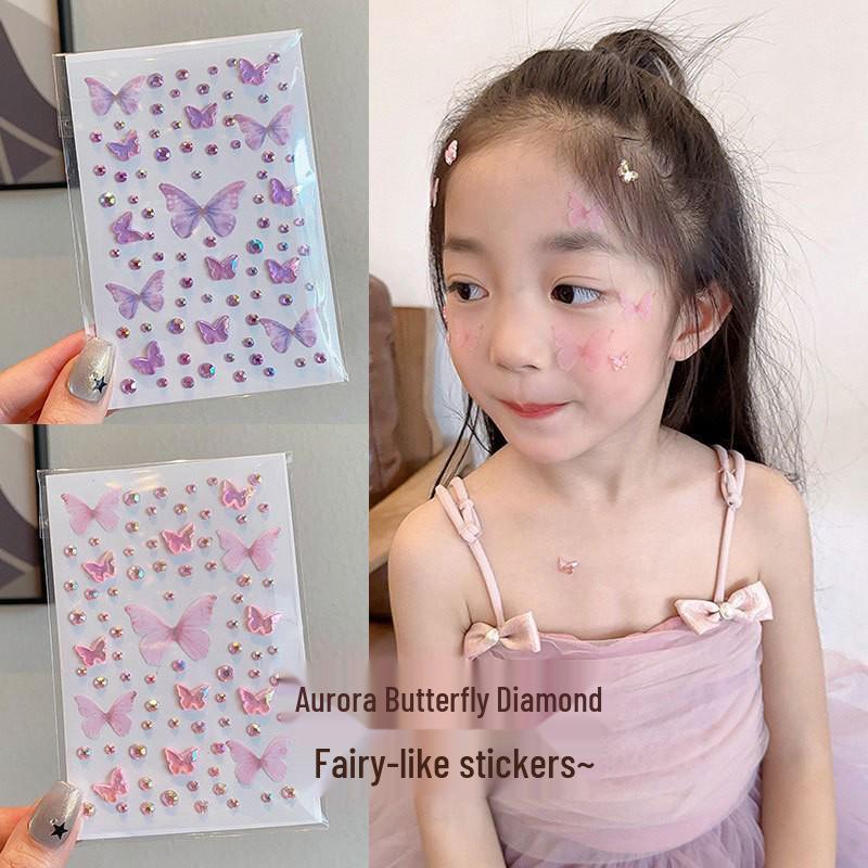 Children's Day Butterfly Fairy Face Stickers: Adhesive-Free, Self-Adhesive Diamond Stickers for Stage Makeup and Concerts