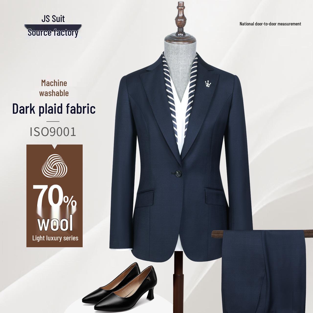 

Women s High-End Light Luxury Wool Suit Set, Machine Washable Formal Wear for Executives 165/96