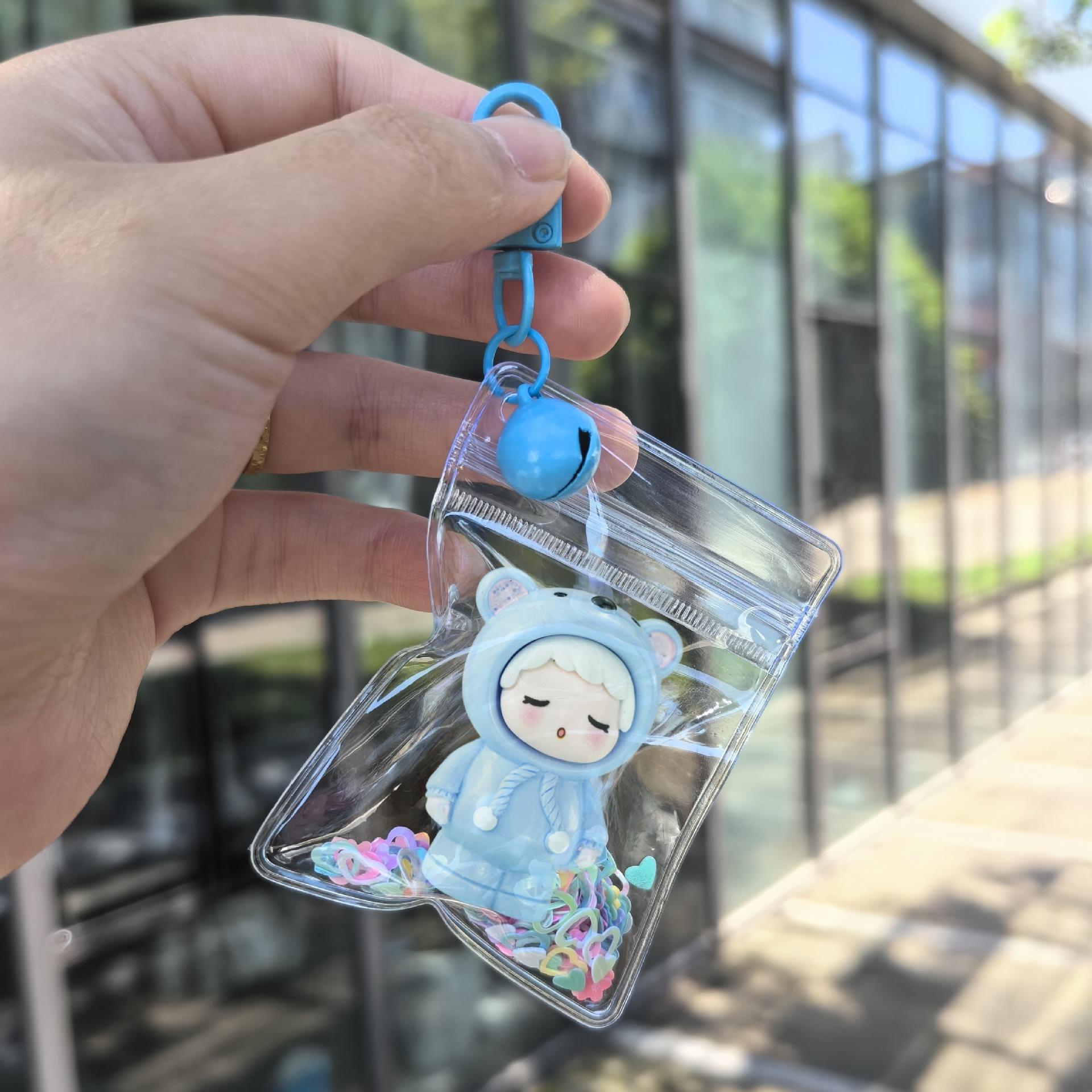 Cute Resin Cute Bear Keychain Pendant Cartoon Transparent Doll Bag Pendant Trinket