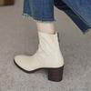 Krazing Pot Basic Clothing Sheepskin Autumn Winter Shoes Thick Heels Chelsea Boots Round Toe Keep Warm Zipper Ankle Boots