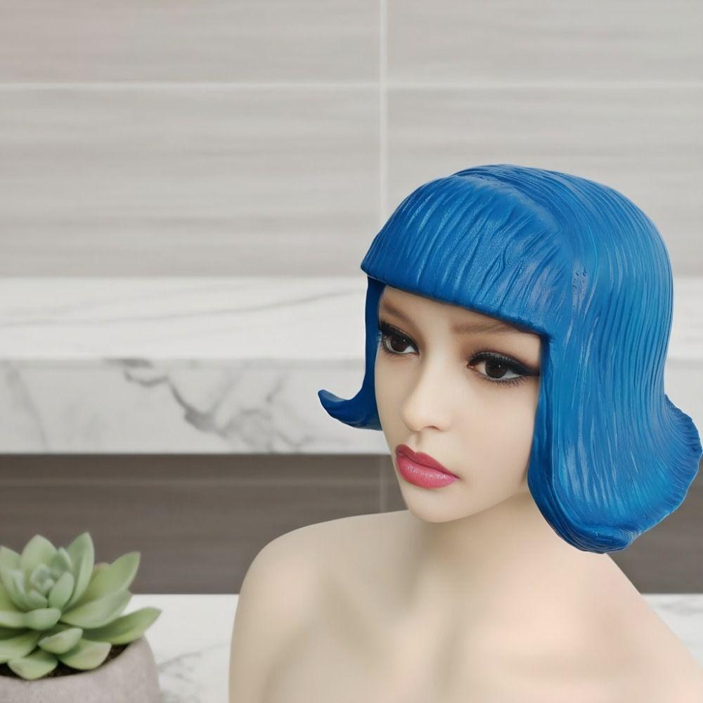 Realistic Latex Mask Short Bob Overhead Masks Novelty Rubber Colorful Hair Hats  Masquerade