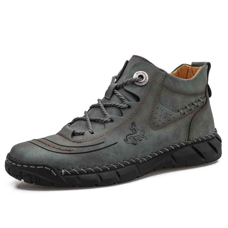 

Весна и Осень помогают новым трендовым мужским повседневным туфлям больших размеров в корейском стиле. Мужская обувь из микрофибры для улицы, повседневная кожаная обувь для мужчин 38 зелёный