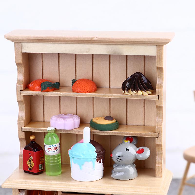 1:12 Dollhouse Miniature Wood Display Cupboard Shelf Cabinet Decoration Painted