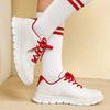 New Women's Sneakers Fashion Flowers Printed Leather White Casual Sports Shoes Female Comfortable Flats Soft Sole Running Shoes