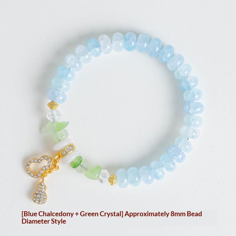 Fresh Blue Chalcedony Elegant Bracelet Exquisite Artificial Pearl Meditation Beads Yoga Jewelry Gift for Women Girls