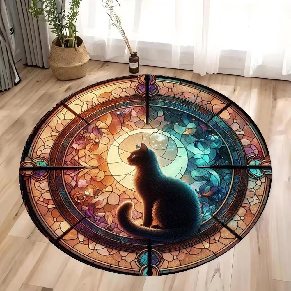 Tarot Cards of The Twelve Constellations Round Floor Mat  Non-Slip Play Rug Kids' Room Bedroom Living Space Decoration
