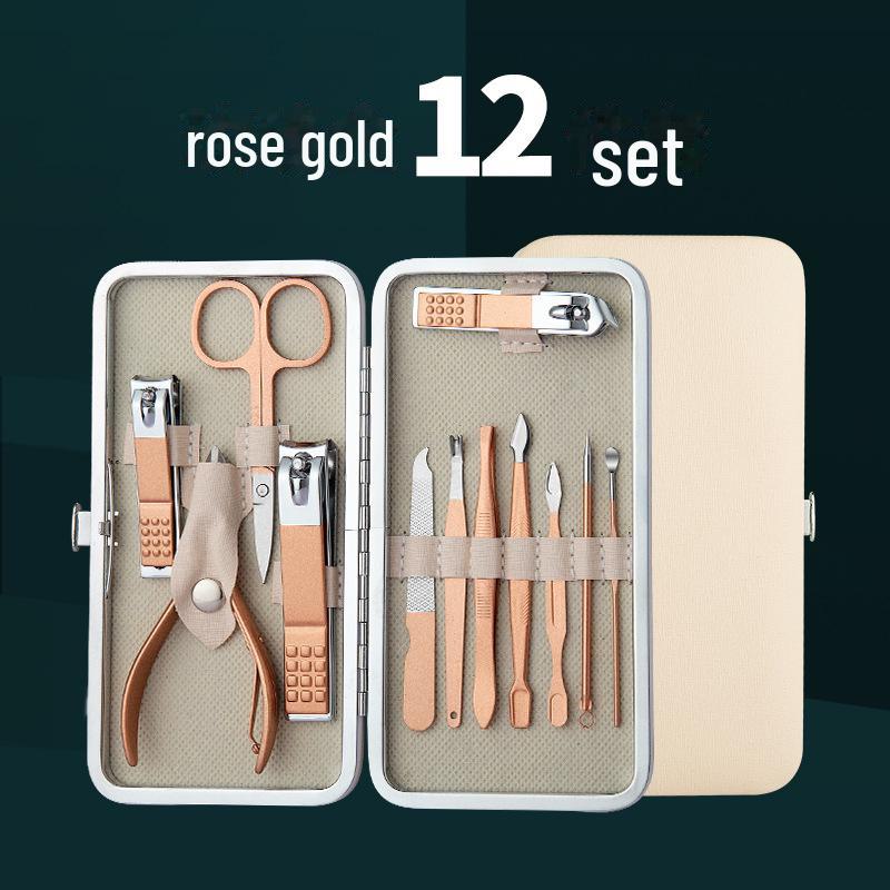 

Набор из черных кусачек для ногтей из нержавеющей и углеродистой стали и ножниц цвета розового золота
