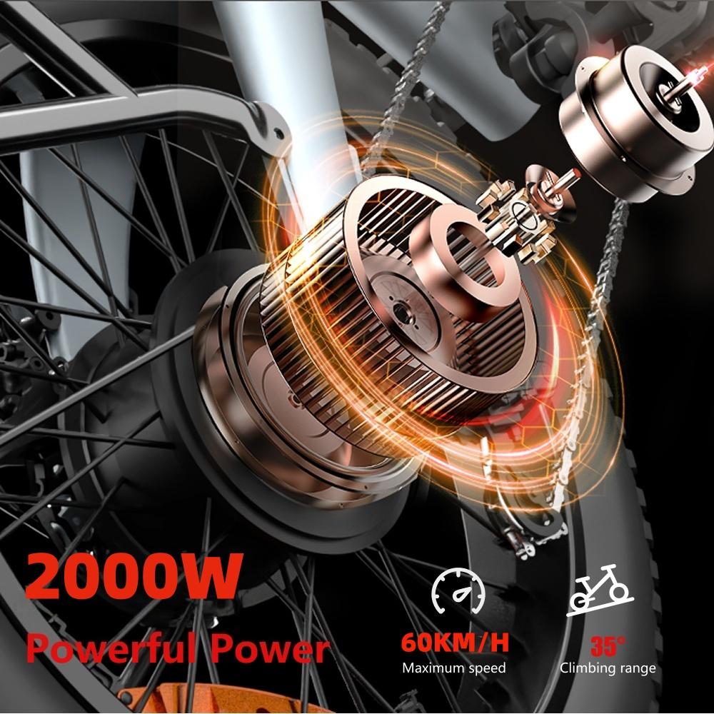 HX Q3 Adult Electric Bike 2000W Men's Mountain Bike 48V20AH Battery 20*4.0 Inch Fat Tire E-bike City Electric Bicycle