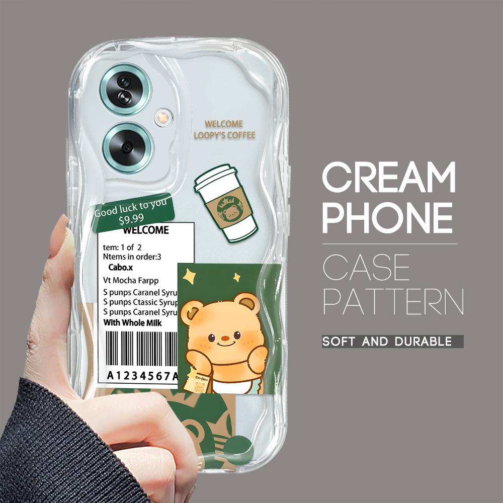 

Милый мультяшный узор, кремовая текстура, мягкий силиконовый чехол с волнистыми краями, чехол для телефона для OPPO Reno Realme Realme Narzo N61 прозрачный