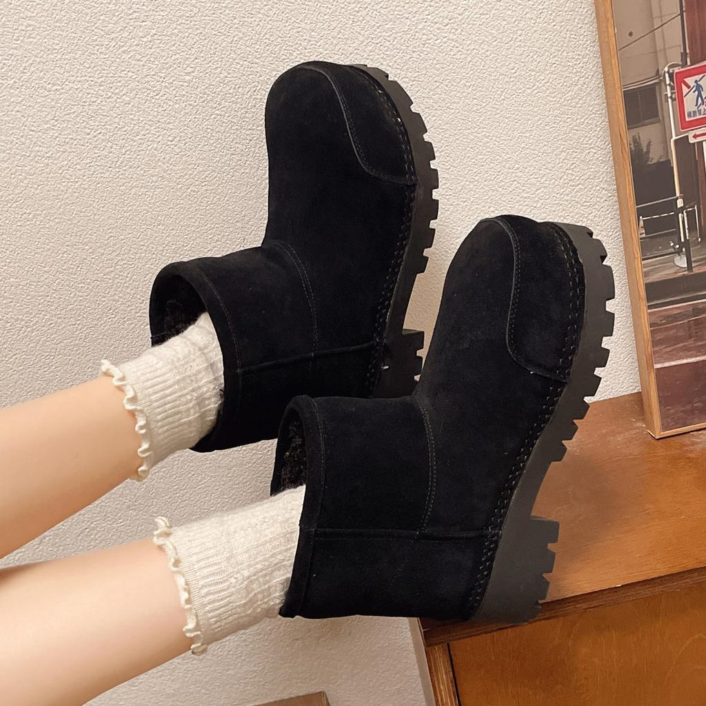 Ugly cute big-headed snow boots, new bread boots in autumn and winter 2025, the thick sole is increased, but the knee is warm, cotton boots for women