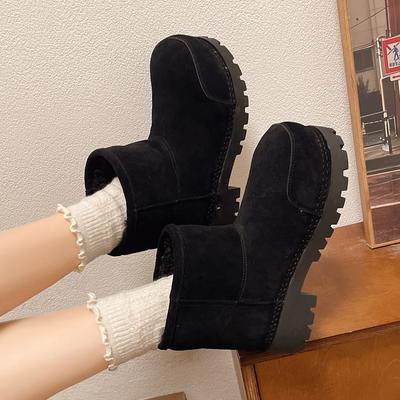 Hässlich süß großer Kopf Schneestiefel Saison neu Brotstiefel dicke Sohle erhöht Knie warm Baumwollstiefel Damen