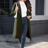 Women's Casual Long-Sleeved V-Neck Single-Button Solid Colour Wool Coat