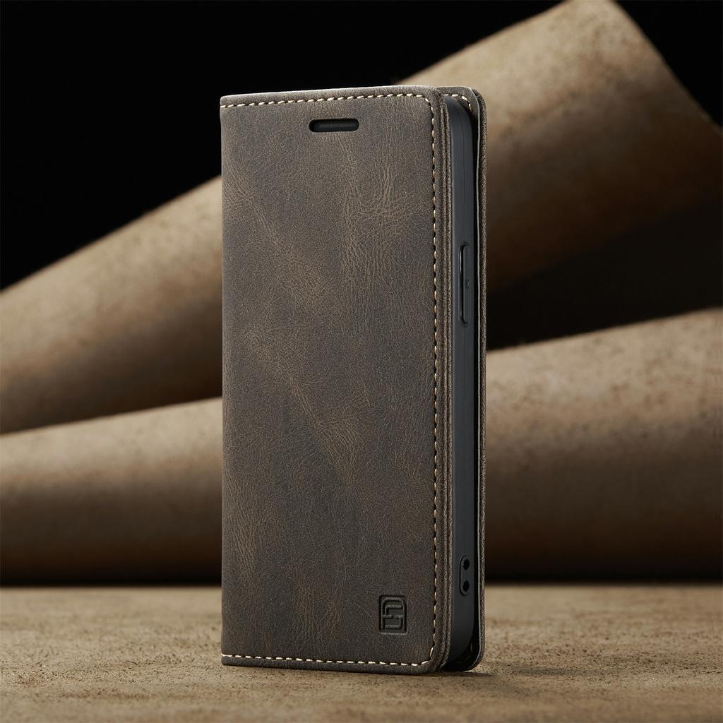 For iPhone 15 Plus Vintage Leather Flip Wallet Case with RFID Blocking Card Slot, Matte Retro Folio Cover for Women Men (4 Colors)