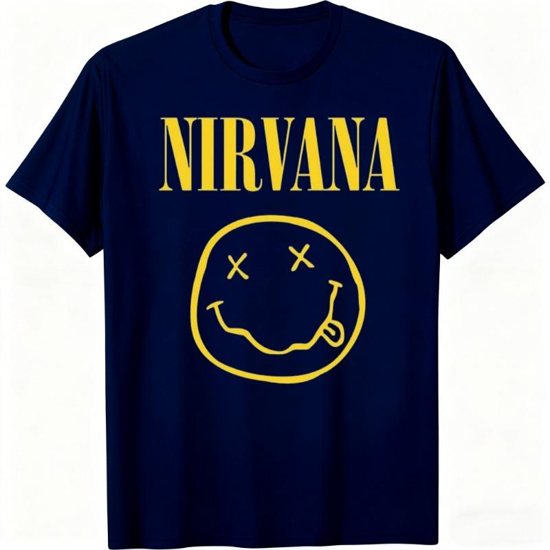 Nirvana Rock Band Men's T-shirt Hip-hop Style Men's and Women's Oversized Y2K Tee Casual Loose Outdoor Street