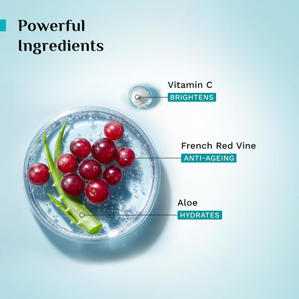 Pilgrim French Red Vine Face Wash with Vitamin C & Goodness of Aloe for Anti Ageing & Dark Spots,100ml Each (Pack of 2)