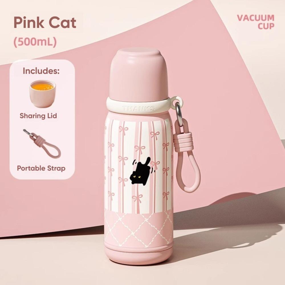 500ml Thermal Cup with Straw Straw Water Bottle Cute Insulated Cup  Kids