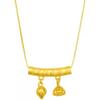 Vietnam Sand Gold Mantra Necklace & Bracelet: Lotus Seed Pod & Bent Tube, Brass Gold-Plated